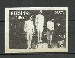 HUNGARY Vignette 1952 Olympic Games Helsinki (*) - Estate 1952: Helsinki