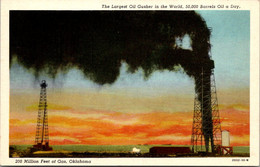 Oklahoma The Largest Oil Gusher In The World 50,000 Barrels Oil A Day Curteich - Otros & Sin Clasificación