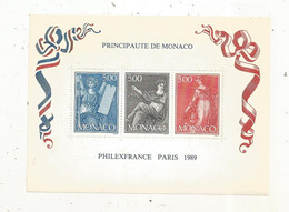 Timbre, Bloc De 3 Timbres, PRINCIPAUTE DE MONACO,  PHILEXFRANCE PARIS 1989 - Bloques