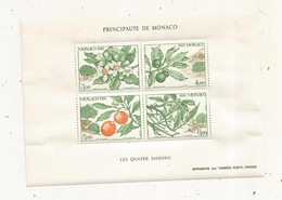 Timbre, Bloc De 4 Timbres, PRINCIPAUTE DE MONACO,  Les Quatre Saisons,  Oranger - Blocks & Sheetlets