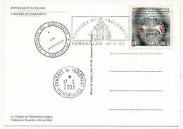 FRANCE - CPM. Affr 0,46F Constitution, OMEC "Congrès Du Parlement Versailles" 17/3/2003 + Cachet à Date - Aile Du Midi - Mechanical Postmarks (Advertisement)