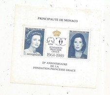 Timbre, Bloc De 2 Timbres, PRINCIPAUTE DE MONACO,  25 E Anniversaire De La FONDATION PRINCESSE GRACE, 1964-1989 - Blocks & Sheetlets