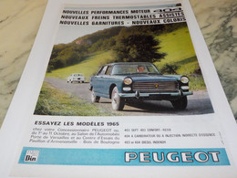 ANCIENNE PUBLICITE  VOITURE 404  PEUGEOT  1964 - Auto's