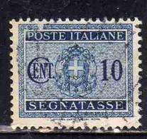 ITALIA REGNO ITALY KINGDOM 1934 SEGNATASSE TAXES POSTAGE DUE TASSE STEMMA CON FASCI COAT OF ARMS 10c USATO USED OBLITERE - Segnatasse