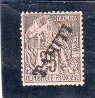 Tahiti: France Colonies, Année 1893 (année 1881avec Surcharge Oblique) N°15* - Tahití