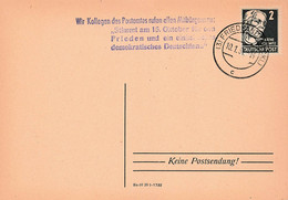 DDR Beleg Propaganda - Werbestempel, Kollegen Postamt Stimt Am 15.Oktober Demokr. Deutschland Friedland 1951 - Covers & Documents