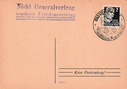 DDR Beleg Propaganda - Werbestempel, Nicht Generalvertrag Sondern Friedensvertrag 1952 Bad Liebenstein - Covers & Documents