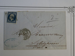 BM17 FRANCE BELLE LETTRE  1856 MULHOUSE A STOLZHEIM +N°14 +AFFRANCH. INTERESSANT++++ - 1853-1860 Napoléon III