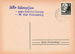 DDR Beleg Propaganda - Werbestempel, Wir Kämpfen Gegen Remilitarisierung Für Einen Friedensvertrag Beiersfeld 1951 - Covers & Documents