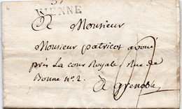 Linéaire "37 VIENNE",L.A.C. Du 6/2/18 Pour GRENOBLE. - 1801-1848: Vorläufer XIX