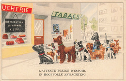 CPA - Fantaisies - L'attente Pleine D'espoir - Chiens Devant Une Vitrine De Boucherie - Coloprint - Coloré - Sonstige & Ohne Zuordnung