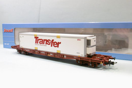 Jouef - Wagon PORTE-CONTENEUR Sgss F-Touax Trans-Fer SNCF Ep. IV Réf. HJ6244 Neuf NBO HO 1/87 - Güterwaggons