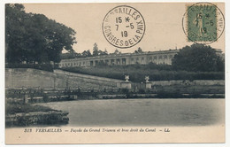 FRANCE - CPA Affr Coté Vue 15c Semeuse Lignée CAD "Versailles Congrès De La Paix" 7/5/1919 / Facade Du Grand Trianon - Gedenkstempels