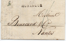 Lin&aire "66 HUNINGUE" 40X11mm,L.A.C. De St LOUIS Du 14/4/1825 Pour NANTES. - 1801-1848: Vorläufer XIX