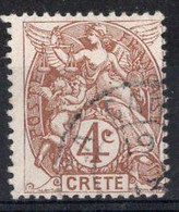 CRETE Timbre Poste N°4 Oblitéré TB Cote : 2€50 - Used Stamps