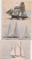 Ci - Lot De 3 Cpa Illustrées Haffner - Yachts, Brick, Yacht Encalminé - Haffner