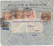 Colombie - Colombia - Cali - Bogota - Pereira - Lettre Avion Pour Bourgoin (France) - Bel Affranchissement - 1939 - Colombie