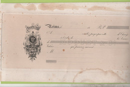 51 MARNE - GRAND DOCUMENT CARTONNE MODELE DE LETTRE DE CHANGE CHAMPAGNE MOQUET REIMS XIXe SIEC- DOCUMENT D'IMPRIMERIE ?? - Cheques & Traveler's Cheques