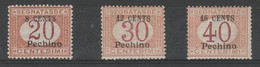 318 Levante - Pechino  Pechino 1918 - Segnatasse Soprastampati N. 6/8. Cert. Biondi, Chiavarello. Cat. € 3000,00. SPL - Zonder Classificatie