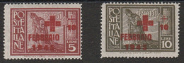 345 Occupazione Tedesca Dell'Egeo  1945 - Pro Croce Rossa N. 132/133. Cat. € 400,00. SPLMNH - Egeo