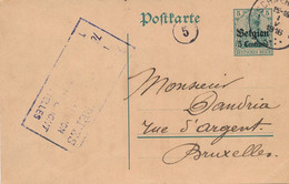 CARTE ENTIER POSTAL SCHAERBEEK BELGIEN 5C ARBON BRUXELLES WWI CARD BELGIUM - Duits Leger