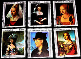 Ecuador,1967,Famous Paintings Reproductions.-Van De Weygen, Rubens,Durer,Gainsborough ,Manet,R,Santio.Michel :1362-1367 - Quadri