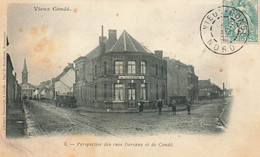 Vieux Condé ( Condé Sur Escaut ) * 1907 * Perpesctive Des Rues Dervaux Et De Condé * Commerce AUGENTRE * Villageois - Conde Sur Escaut