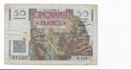 France - Billet De 50 Francs Le Verrier - E.1-2 1951.E - 50 F 1946-1951 ''Le Verrier''