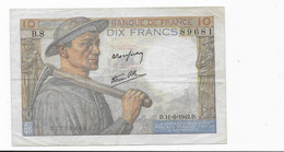 France - Billet De 10 Francs Mineur - D.11-6 1942.D - 10 F 1941-1949 ''Mineur''