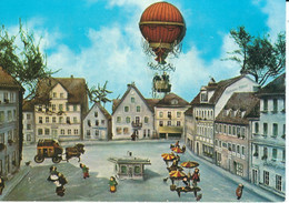 Fürth, Bayern, Königsplatz Repro, Ballon, Heißluftballon, Versandhaus Quelle-Werbekarte - Fuerth