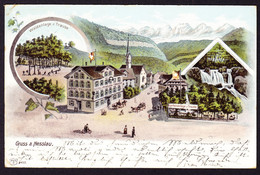 1906 Gelaufene AK, Kleiner Eckbug, Gruss Aus Nesslau Mit Hotelstempel ZUR TRAUBE. Gestempelt EBNAT-KAPPEL. - Ebnat-Kappel