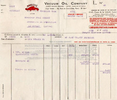 75 PARIS FACTURE 1934  Huile GARGOYLE Vacuum Oil Company        (X146) - Cars