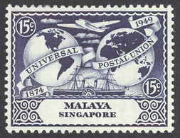 Singapore Sc# 24 MH 1949 15c UPU Issue - Singapur (...-1959)