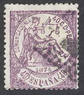 Spain Sc# 206 Used 1874 40c Justice - Gebraucht