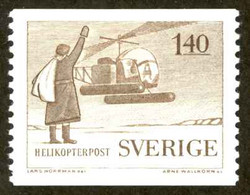 Sweden Sc# 519 MH Coil 1958 1.40k Brown Helicopter Mail Service 10th - Unused Stamps