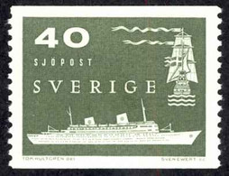 Sweden Sc# 522 MNH Coil 1958 40o Gray Olive Sea Vessels - Nuovi