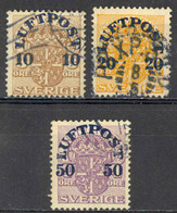 Sweden Sc# C1-C3 Used 1920 Overprint Air Post - Used Stamps
