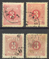 Sweden Sc# J13 Used Lot/4 1877-1886 3o Postage Due - Segnatasse