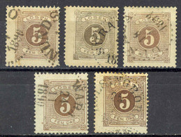 Sweden Sc# J14 Used Lot/5 1877-1886 5o Postage Due - Impuestos