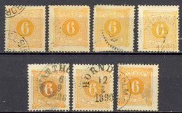 Sweden Sc# J15 Used Lot/7 1882 6o Postage Due - Taxe