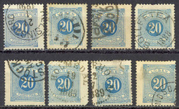 Sweden Sc# J17 Used Lot/8 1878 20o Postage Due - Portomarken