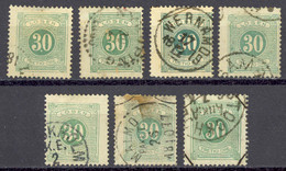 Sweden Sc# J20 Used Lot/7 1877-1886 30o Postage Due - Impuestos