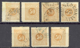 Sweden Sc# J21 Used Lot/7 1877-1886 50o Postage Due - Impuestos