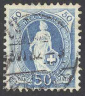 Switzerland Sc# 86 Used (Wmk Type I) 1882-1904 50c Blue Helvetia - Used Stamps