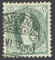 Switzerland Sc# 96 Used Perf 11 1/2x11 1899 50c Green Helvetia - Used Stamps