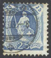 Switzerland Sc# 106 Used 1905 25c Blue Helvetia - Used Stamps