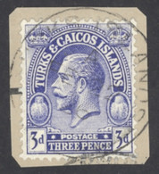 Turks & Caicos Islands Sc# 65 Used 1928 3p Ultra King George V - Turks And Caicos