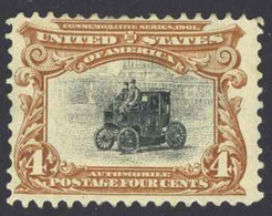 USA Sc# 296 MH 1901 4c Dp Red Brn & Black Electric Automobile - Unused Stamps