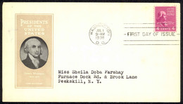 USA Sc# 808 (cachet) FDC (b) (Washington, DC) 1938 7.1 James Madison - 1851-1940