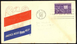 USA Sc# 926 (cachet) FDC (c) (New York, NY) 1944 10.31 Motion Pictures - 1941-1950